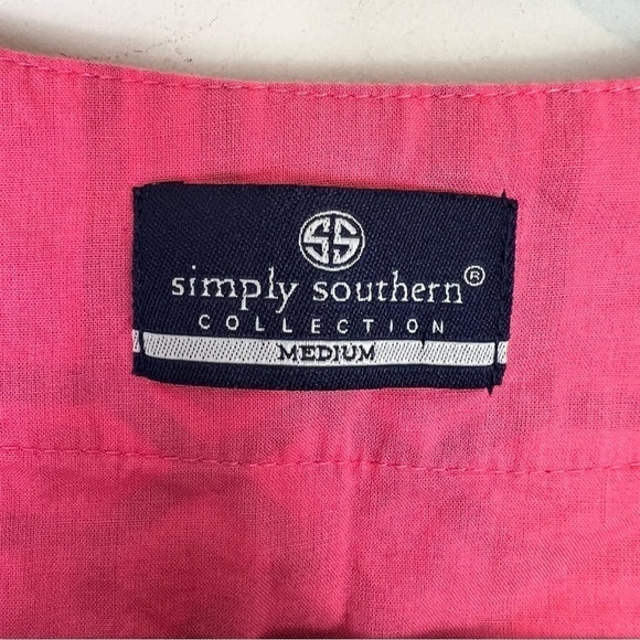 Simply Southern Shirt womens medium Tunic Top Coverup Dress Pink Turquoise - Picture 6 of 10